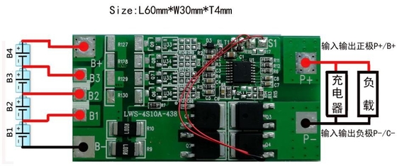 再充電可能なBMS電池のリチウム3.2v 4s 10a 12.8v保護回路板